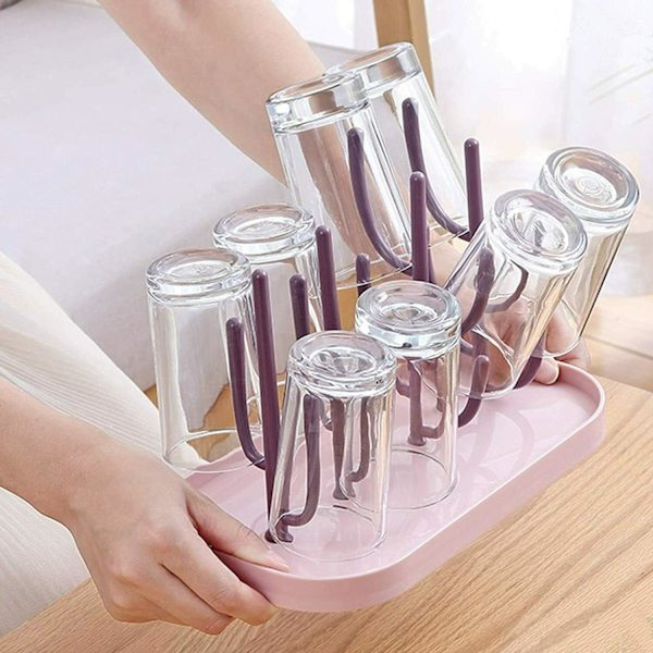 Tørkestativ for babyflasker med avtakbart dryppbrett, tørkestativ for babyflasker, ideelt for flasker, smokker, kopper, gjenbrukbare tilbehør til babyflaskeholdere (rosa)