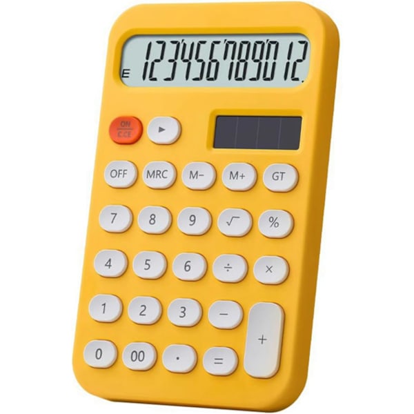 Vakiolaskin 12-numeroinen, pöytätietokone kaksoisvirtalähde akku ja aurinko, pöytälaskin suurella LCD-näytöllä keltainen
