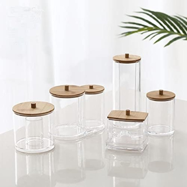 Bomuldsvatpindholder, Bomuldsvatpind Dispenser Box Bomuldsvatpind Opbevaring Bomuldsvatpind Box med Trælåg til Stue, Soveværelse, Badeværelse (15,9x9x13cm)