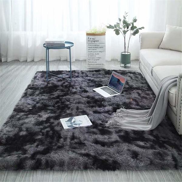 Mjuk matta sovrum lurvig matta lurviga mattor fluffiga färgglada batikmattor matta ny mörkgrå 120 x 200 cm Dark Gray 120 x 200 cm