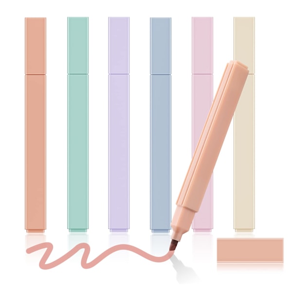 Pastel æstetiske bibel-overstregningspenne i forskellige farver, der ikke bløder, med 6 farverige søde pennemarkører, kawaii til studerende, skole og kontorartikler