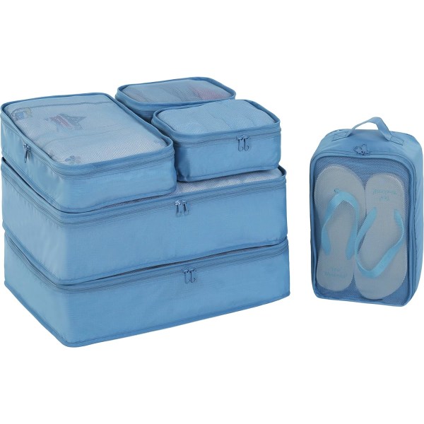 6 sett - pakkereiseorganisering (blå) Blue