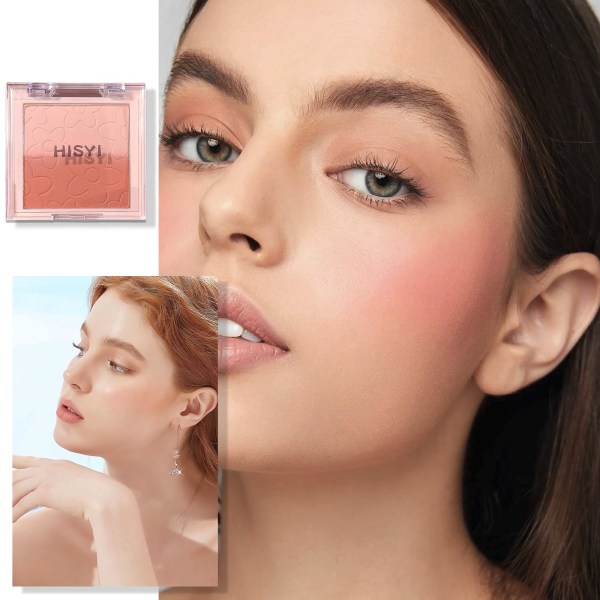 Blushers til kinder Makeup, Blush Palette Blusher Powder, Pink Peach Gradient Mat Naturlig Langvarig Brighten Light Pink