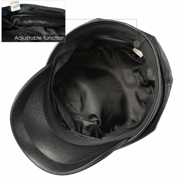 Klassisk ensfarget fransk beret for kvinner Newsboy Hat Cup Gutter Faux Leather Hats for Women