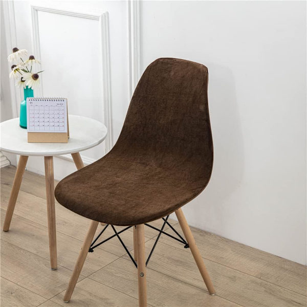 Stolsöverdrag, enfärgat matstolsöverdrag, stolsöverdrag utan armstöd (brunt, 4 stycken) Brown