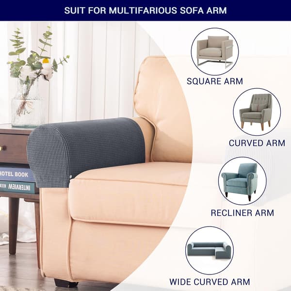 Stretch Armstödsöverdrag Spandex Armöverdrag för Stolar Soffa Armstol Möbelöverdrag för Recliner Soffa (Mörkgrå)