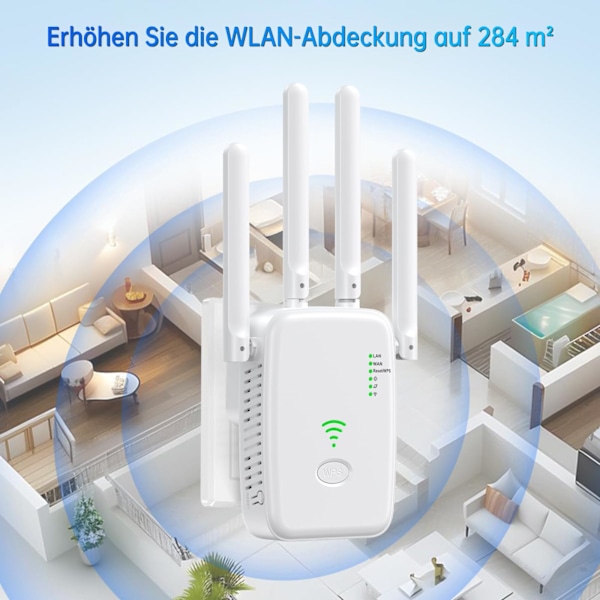 WiFi Forstærker 300Mbps Høj Ydeevne med 4 Antenner med Repeater/AP Mode Forstærker med Ethernet Port til Alle WiFi Enheder
