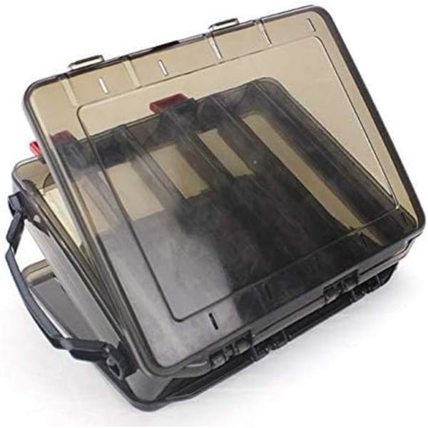 Grids Dubbelsidig Fiske Lure Hook Tackle Box Synlig Hård Plast Klar Fiske Krokar Tillbehör Förvaringslåda Behållare (Grå-14 Rutnät) 27*18*4.7 cm