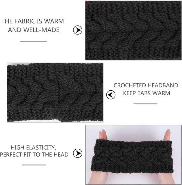 Vinter Stickad Pannband (Svart-1) Black