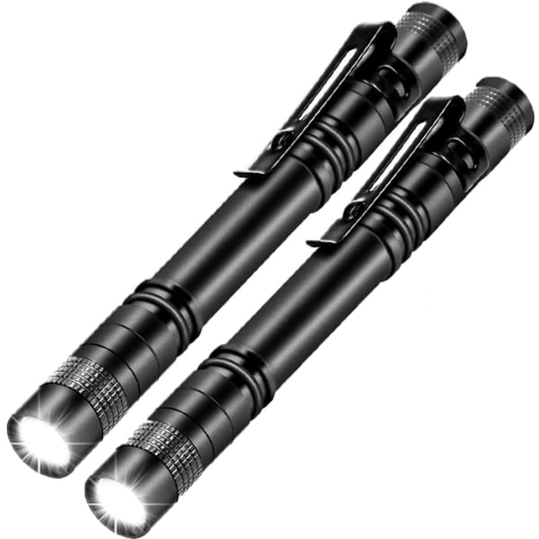 2 Pack LED Pen Light, Lommelygter Taktisk Penlight med Pen Clip, Aluminium Små AAA Mini Lommelygter, Lommelygte til inspektion Arbejdsreparation