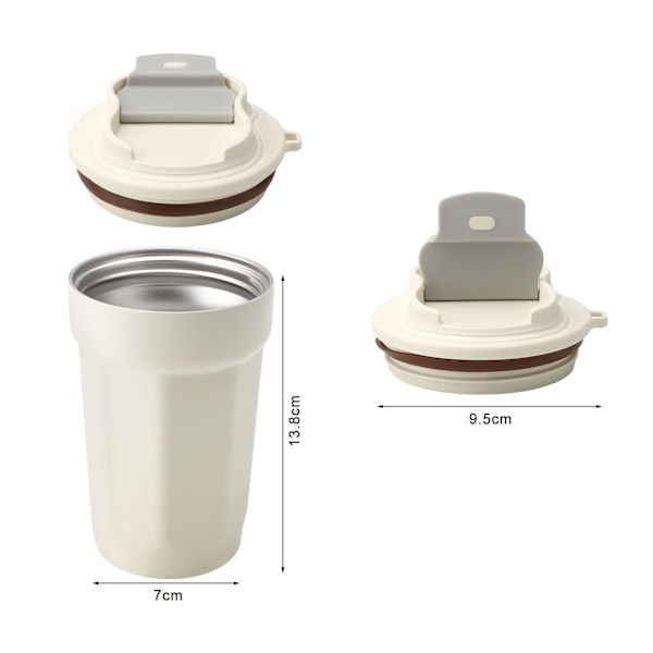 Läckagesäker med lock, Resemugg i rostfritt stål, Termosmugg för kaffe och te på språng, Läckagesäker för kaffe, vin, mjölk