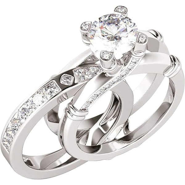 Damringar, 2 i 1 kreativ kombination ringset med zirkon och mångsidig fashionring, smyckesset, Alla hjärtans dag, nummer 5 1