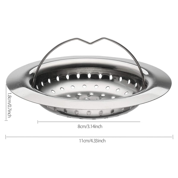 2 kpl keittiön tiskialtaan siivilä, ruostumaton teräs tiskialtaan suodatin viemäri kansi nostettavalla kahvalla, vanteen halkaisija 11 cm (110 mm)