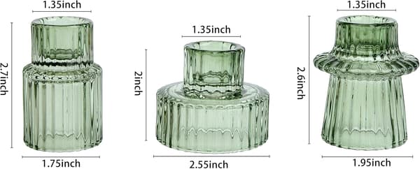 Glass Lysestaker Tealight Lysestaker for Bordpynt, Bryllupsdekorasjon og Middagsfest (3 stk, grønn)