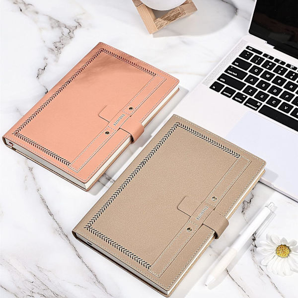 A5 Ruled Notebook, Kreativa insättningsbara spännen anteckningsböcker, Tjockt linjerat papper Kompositionsbok 320 sidor för kontor skola hem, 14,5 x 21 cm (rosa) Pink