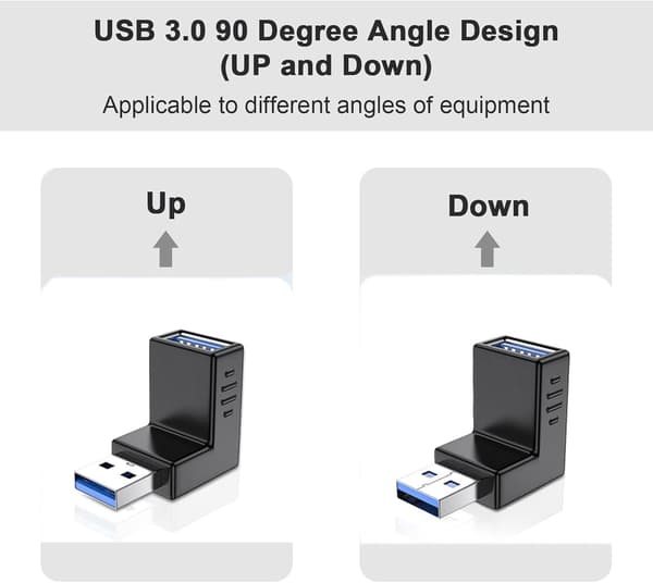 USB 3.0 Adapter 90 Grader Han til Hun Combo Vertikal Op og Ned Vinkel Kobling Connector