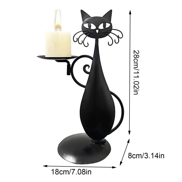 Metalliset rautakäsityöt kynttilänjalkateline, musta kissa kynttilänjalka, retro rustiikki maalaistalo kodinsisustuskynttilänjalka syntymäpäiviin ruokasaleihin