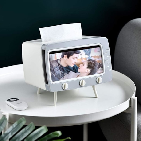 TV-formad pappershållare White gray
