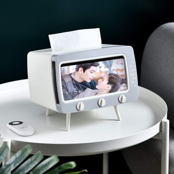 TV-formet tissueæske White gray