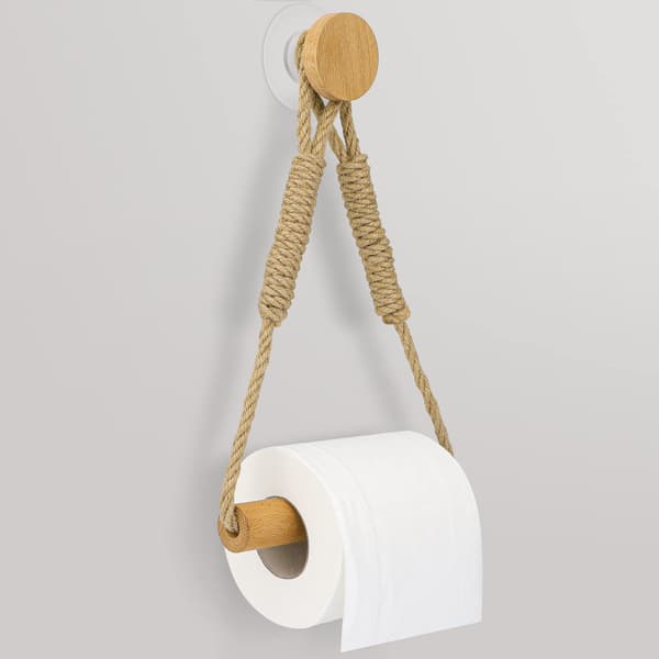 WC-paperiteline ilman porausta, puinen pyyheteline (ei vaadi porausta)