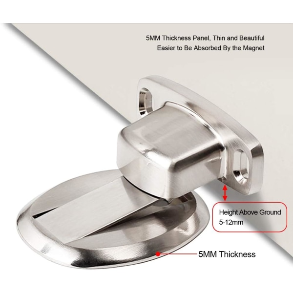 Vahva magneettinen ovenpysäytin Metalliovenpysäytin Raskaan ovenpysäytin 3M:n itseliimautuvilla piilokiinnitysruuveilla Lattiaan asennettava (hopea) Silver