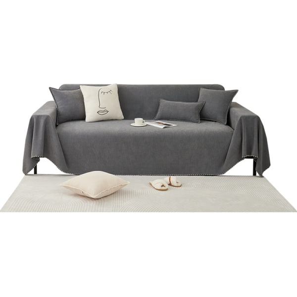 Rajput sängöverkast, filt av 100 % bomull, 180 x 230 cm, sofföverdrag/sofföverdrag i ribbad look/örngott navy grey 180*230cm