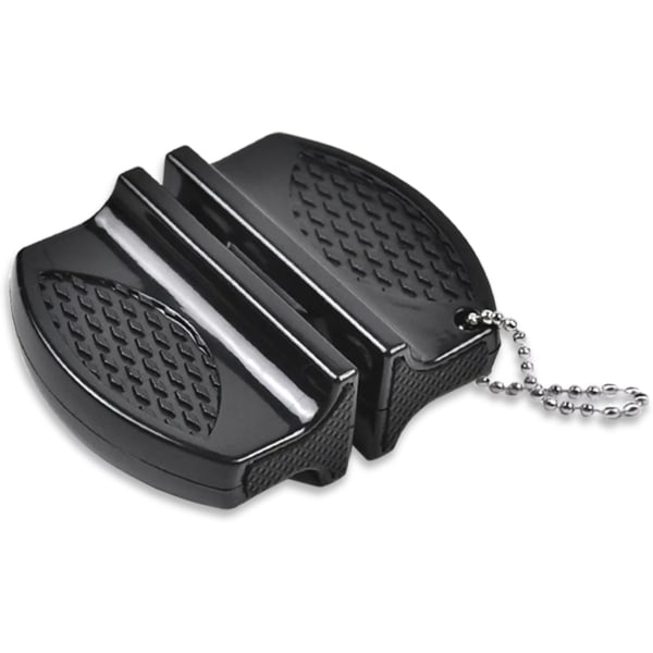 Bærbar miniknivsliber - dobbeltsidet slibeværktøj til hjemmet, camping, rejser og grill (sort) Black