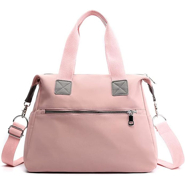 Tote tasker til kvinder - stilful nylon dame skuldertaske - top håndtaske - multi lommer - arbejds tasker - vandafvisende rejse crossbody (Pink) Pink