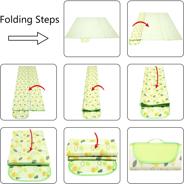 Picnic tæppe 195*200CM, picnic måtte med bærestrop, bærbar foldbar tæppe, til camping park picnic, lille flyvende blad Leaf