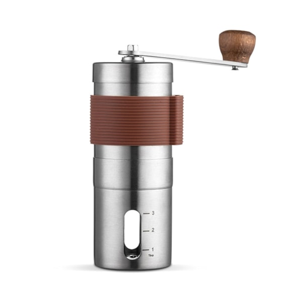 Manuell kaffekvarn Bärbar kaffebönskvarn Rostfritt stål Mini slipverktyg Justerbara inställningar Handvev Resekvarn Brown