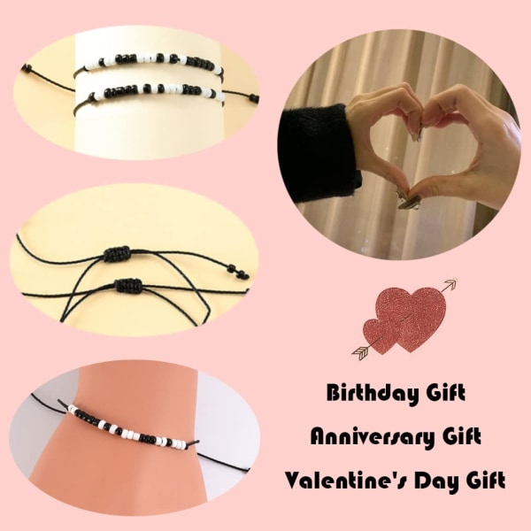 Par morsekode armbånd til kjæreste Kjæreste jeg elsker deg gaver, Pinky løfte matchende avstand forhold armbånd Valentines gave
