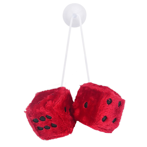 6 cm Karvainen Ripustus Noppa Autoon, Auton Peilin Ripustus Pehmeä Ripustus Auton Peilin Ripustus Pehmeä Karvainen Noppapari Ripustus Pari Auton Ripustus Koriste Pisteillä Red