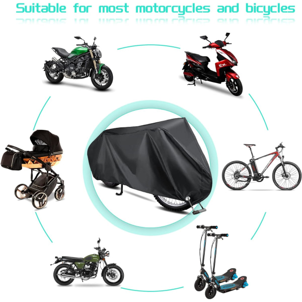 Beskyttende deksel for motorsykkel, sykkel, scooter utendørs, vanntett polyesterdeksel (XL-200x70x110cm) XL