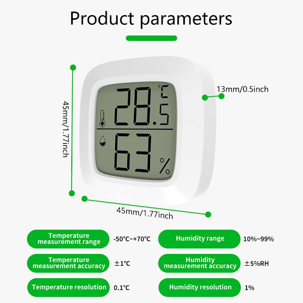 Set med 4 inomhus- och hygrometrar, digital termometer för sovrum