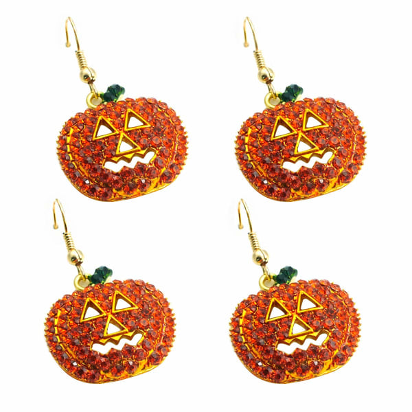 2 par Fashion Rhinestone Halloween græskar øreringe smykker til kvinder