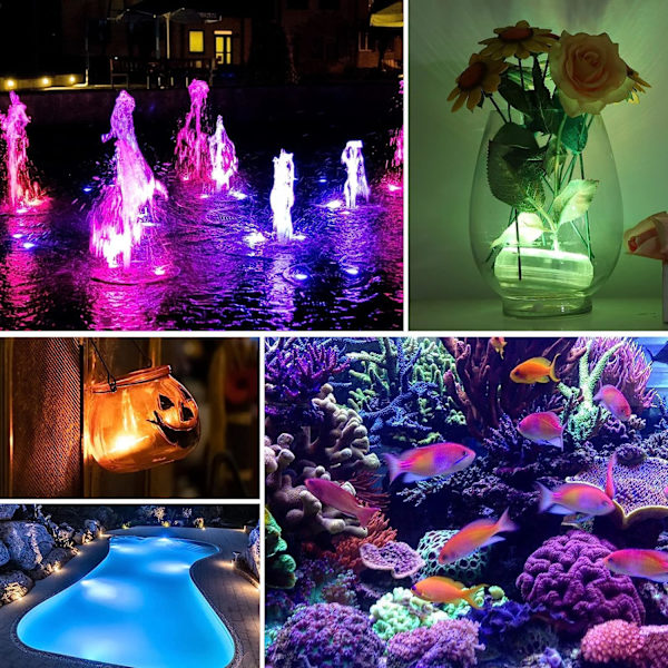 LED-dam-svømmebassin med timer, termometer, belysning, 12 farver, lysdekoration til badekar, akvarium, have, vase