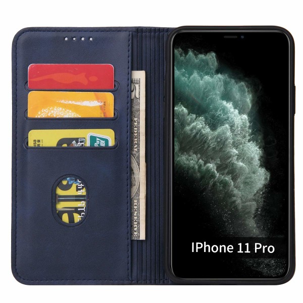iPhone 11-deksel Premium PU-lærlommebokveske med kortholder Kickstand Innebygd magnetisk lukking Flip Folio-telefondeksel for iPhone 11 - Blå Blue