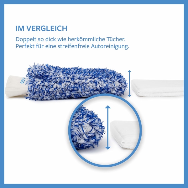 Professionel bilvaskehandske - Ekstremt absorberende bilvaskehandske - Ideel mikrofiberhandske og fælghandske (blå)