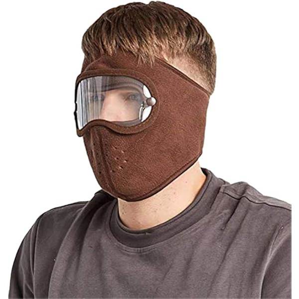 Helt Ansigtsbeskyttende Hovedbeklædning, Vintervarme Masker, Polar Fleece Ride Vindtæt Hd Briller Ansigtsbeskyttelse Mundeskjold, Kaffe