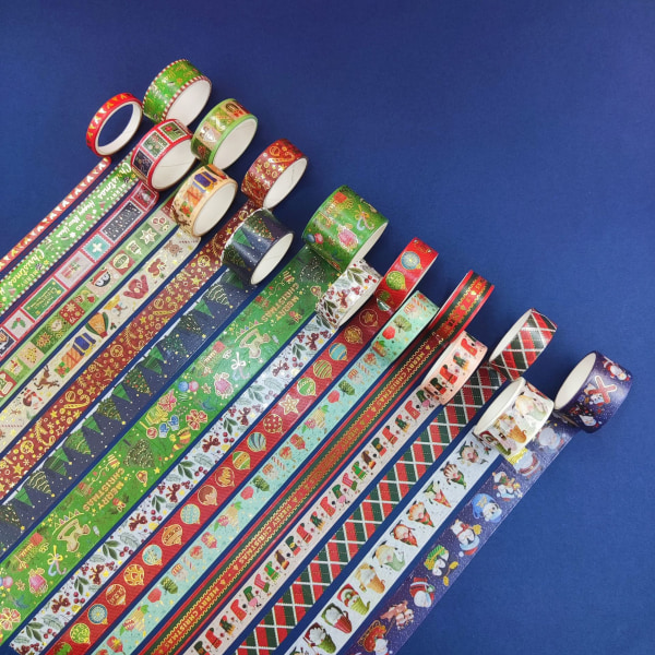 16 rullaa Washi- set Jouluinen monikuvioinen kultafolio koristeellinen Washi-teippi Joulu-Xmas Washi-peiteteippi