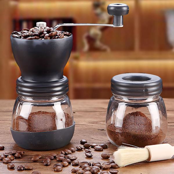 Kaffe- og pepperkvern i rustfritt stål, stillegående kaffekvern, svart