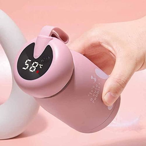 Vattenflaska Termosmugg 304 Rostfritt Stål Vattenflaska Temperatur LED-display (Kapacitet: 320ML, Färg: Rosa) Pink