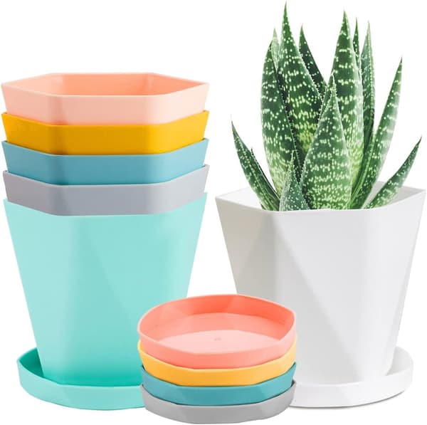 Blomsterpotter, fargerike blomsterpotter rotkontroll såmaskin hagepotter (6 stk)