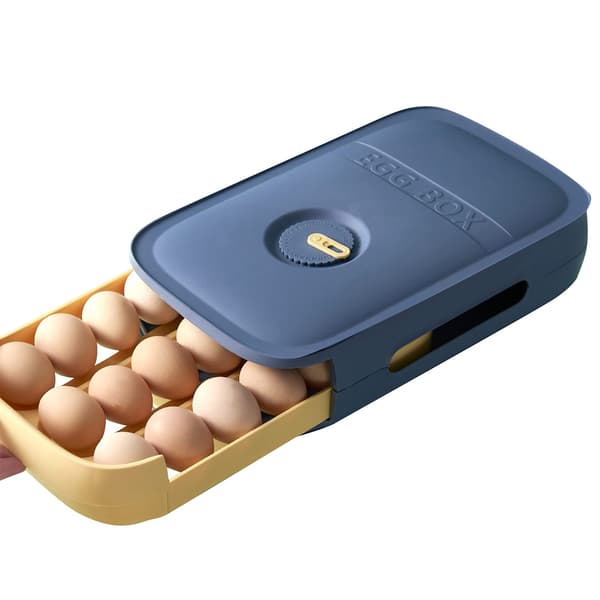 Egg Holder Storage,Egg Container Fridge for 21 Eggs,Kitchen Egg Drawer Boxes,Egg Basket Organiser,Egg House,Egg Skelter,Egg Carrier,Egg Tray,Plastic Blue