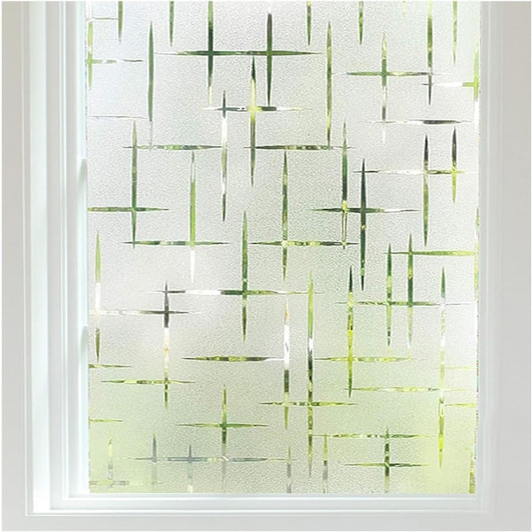 Window Film Cross Pattern Self Adhesive Glass Frosted Window Sticker Decorative Static Cling Anti UV Reusable 30 X 200 cm