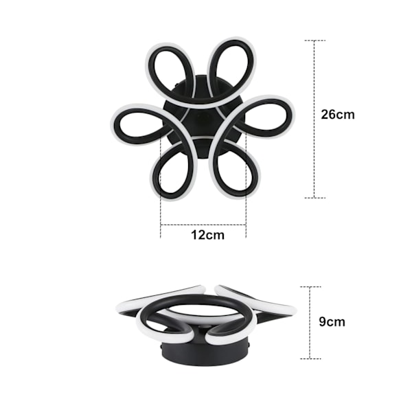 LED-loftslampe, sort, lille loftslampe til entreen, 30 W køkkenlampe, moderne varm hvid soveværelseslampe, 3000K geometrisk designlampe