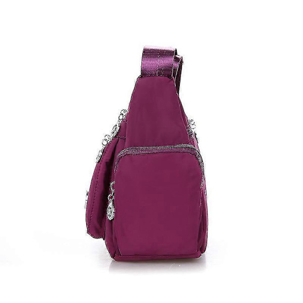Modeväska i Vattentätt Nylon för Kvinnor, Enkelsidig Axelväska, Crossbody Väska, Handväska, Messenger Väska (Svart) Rose edited