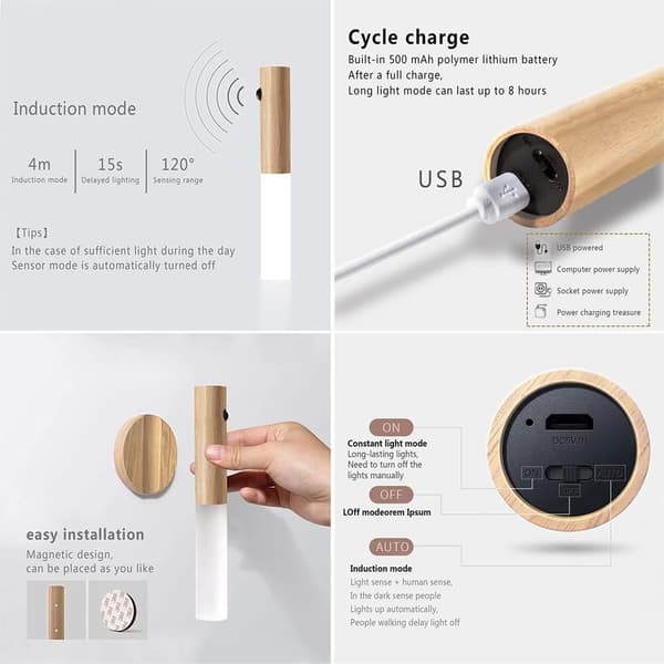 2 st LED-trappbelysning Rörelsesensor Batteridriven Inomhus, USB-laddningsbar [Energiklass A]