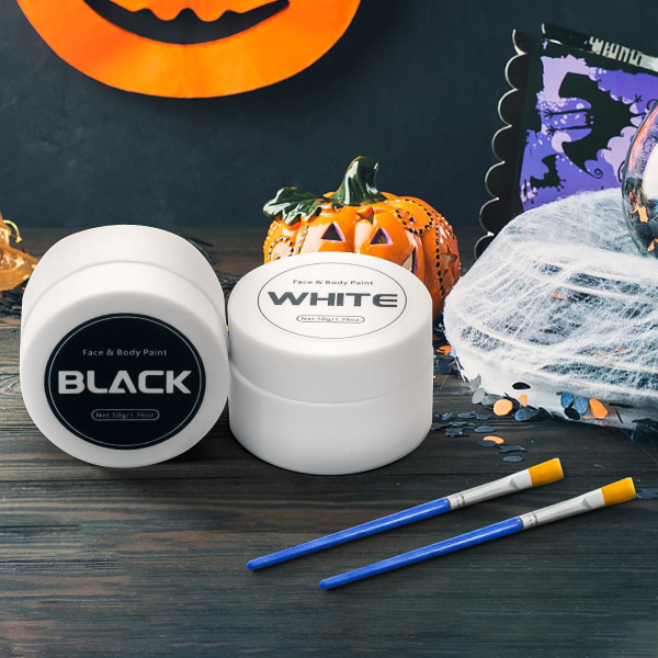 Musta + valkoinen pelle meikki set, Halloween Cosplay -meikki, taideteatterille Halloween-bileille Cosplay Clown