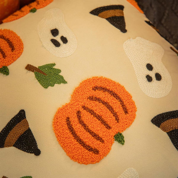 2 kpl Halloween-kurpitsan tyynynpäälliset 18x18 tuumaa, sadonkorjuujuhlan kirjotut tyynynpäälliset, Halloween-päivän olohuoneen sisustustyyny